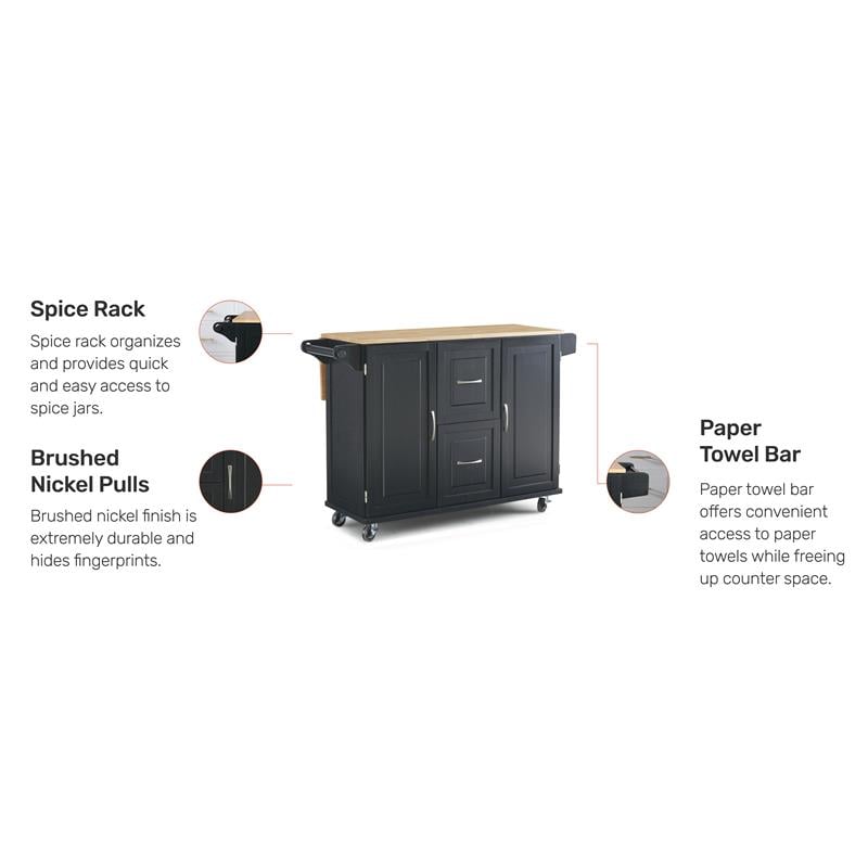 Homestyles Dolly Madison Wood Kitchen Cart in Black