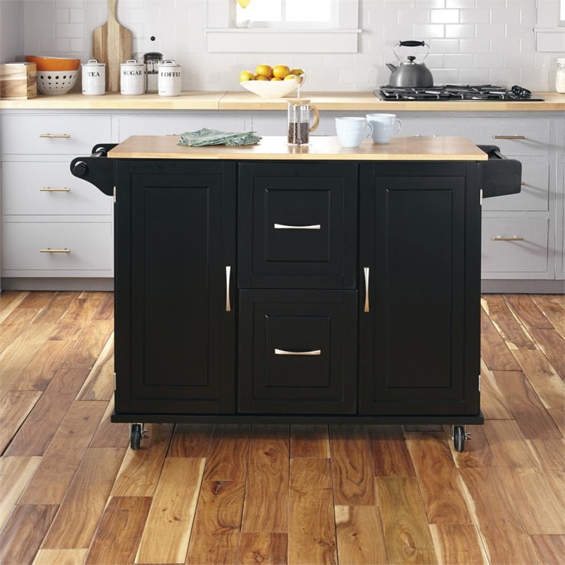 Homestyles Dolly Madison Wood Kitchen Cart in Black