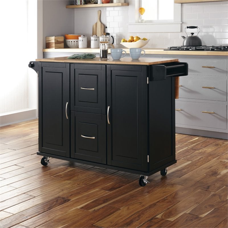 Homestyles Dolly Madison Wood Kitchen Cart in Black