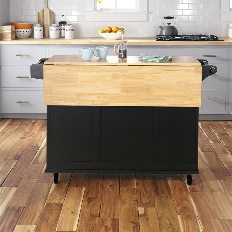 Homestyles Dolly Madison Wood Kitchen Cart in Black