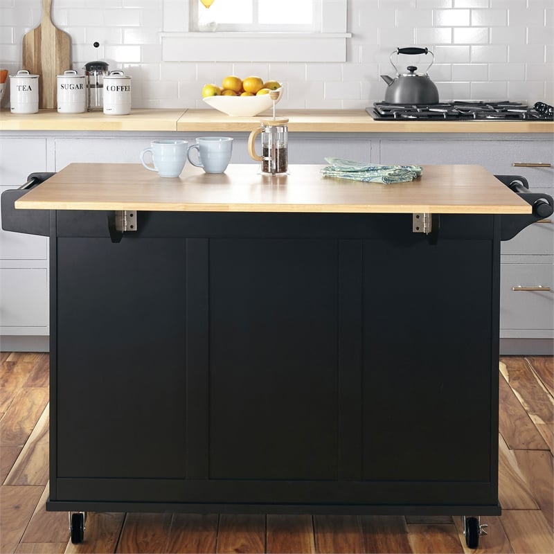 Homestyles Dolly Madison Wood Kitchen Cart in Black