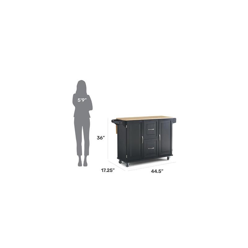 Homestyles Dolly Madison Wood Kitchen Cart in Black