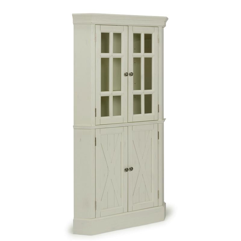 Homestyles Seaside Lodge Wood Corner China Cabinet in Off White
