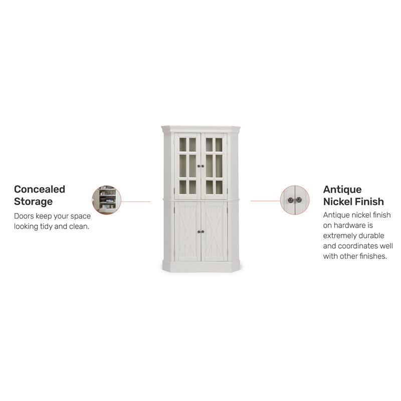 Homestyles Seaside Lodge Wood Corner China Cabinet in Off White