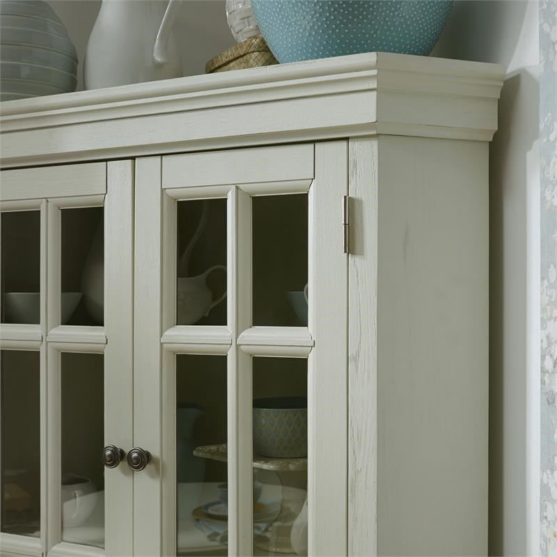 Homestyles Seaside Lodge Wood Corner China Cabinet in Off White