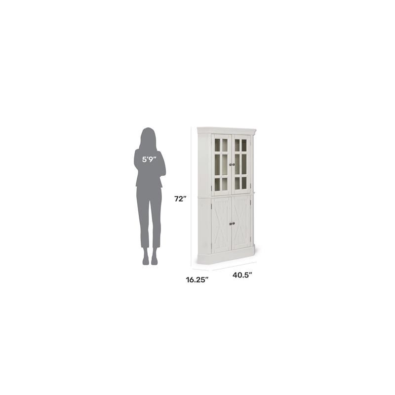 Homestyles Seaside Lodge Wood Corner China Cabinet in Off White