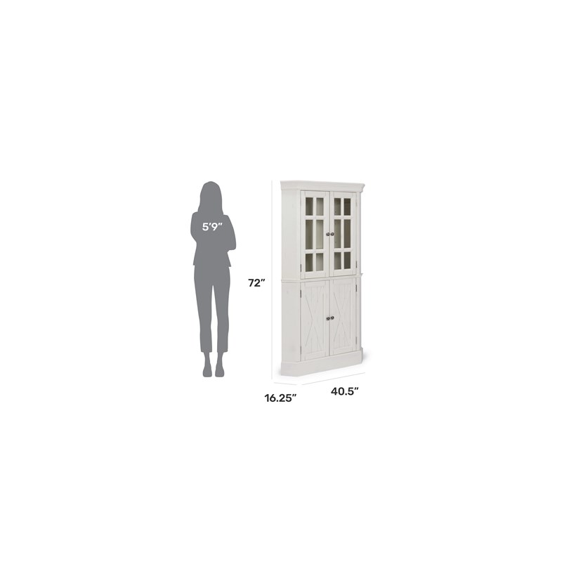 Homestyles Seaside Lodge Wood Corner China Cabinet in Off White