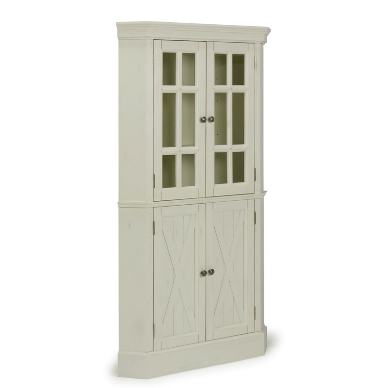 Homestyles Seaside Lodge Wood Corner China Cabinet in Off White