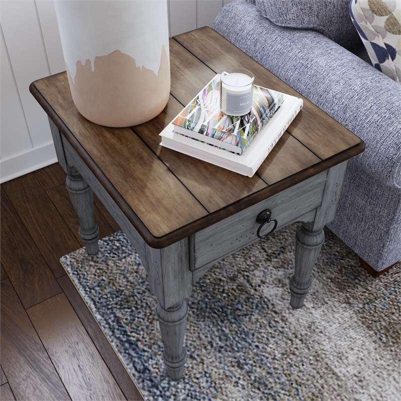 Homestyles Plymouth Brown Wood End Table
