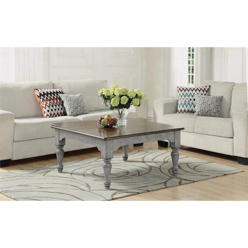 Homestyles Plymouth Brown Wood Square Coffee Table