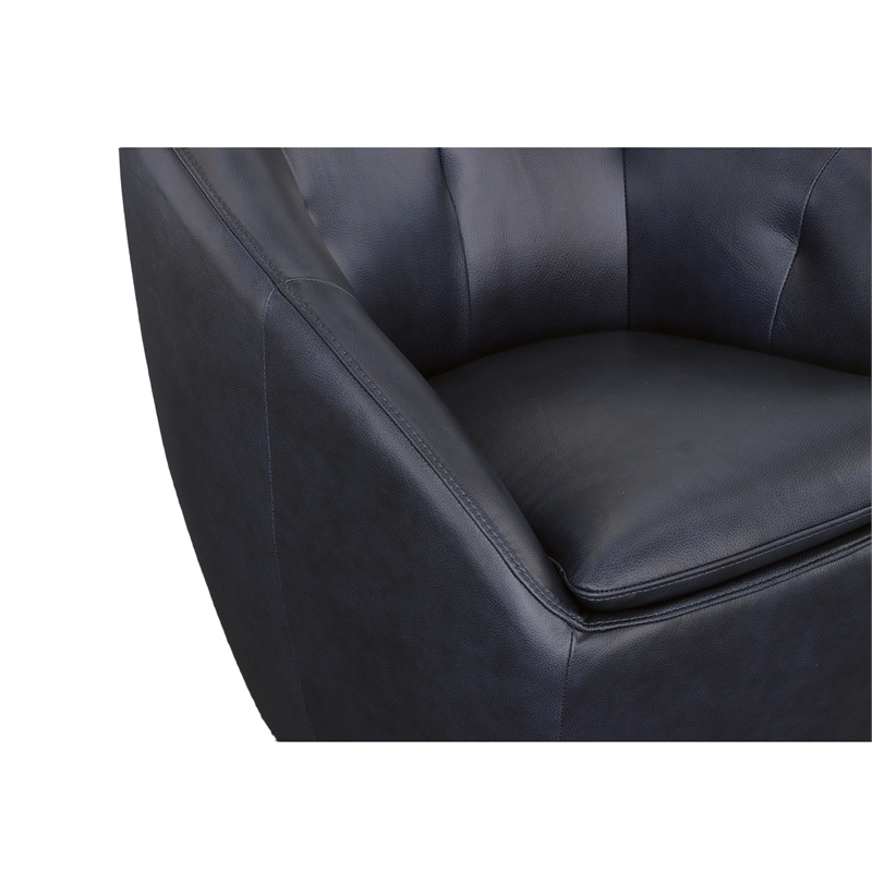 Homestyles Edwin Dark Blue Leather Swivel Chair