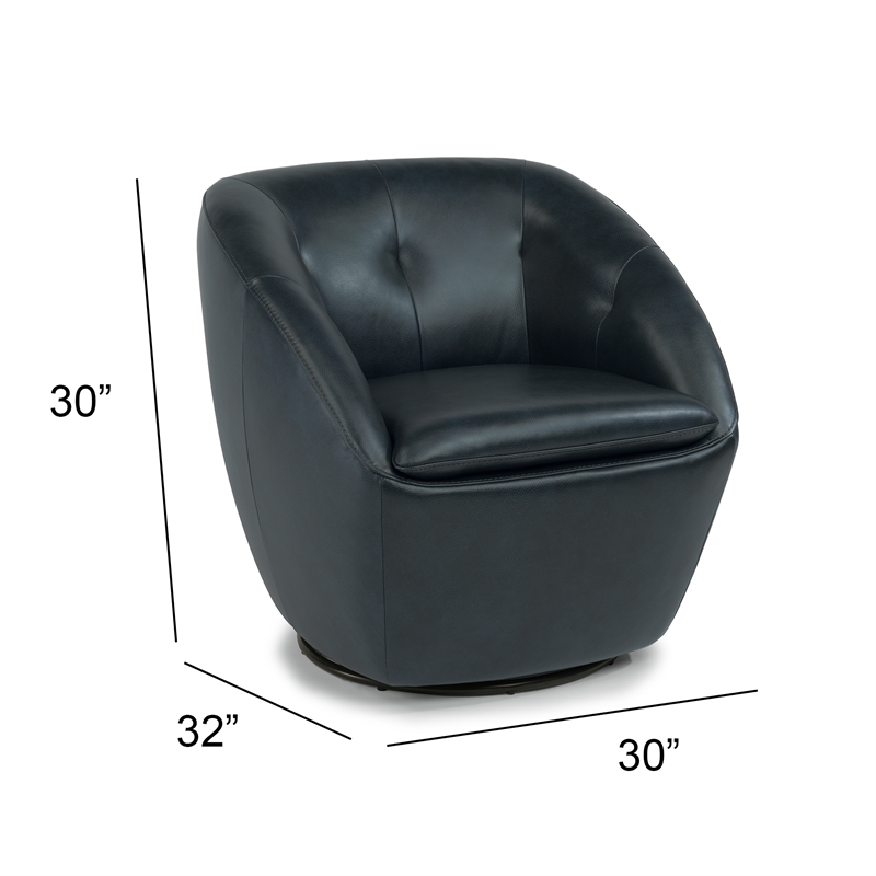Homestyles Edwin Dark Blue Leather Swivel Chair