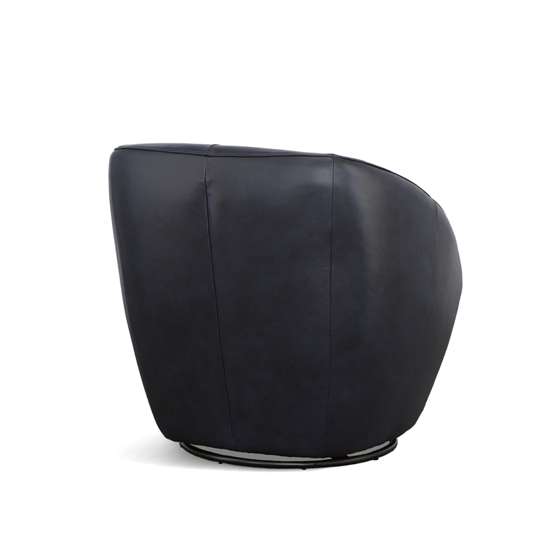 Homestyles Edwin Dark Blue Leather Swivel Chair