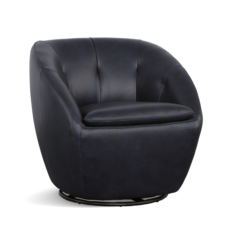 Homestyles Edwin Dark Blue Leather Swivel Chair