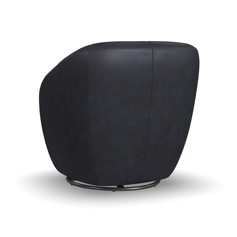 Homestyles Edwin Dark Blue Leather Swivel Chair