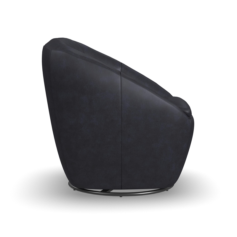 Homestyles Edwin Dark Blue Leather Swivel Chair