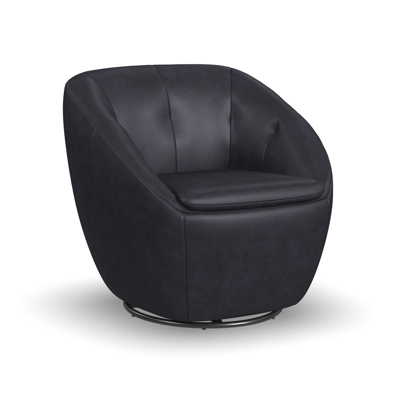 Homestyles Edwin Dark Blue Leather Swivel Chair