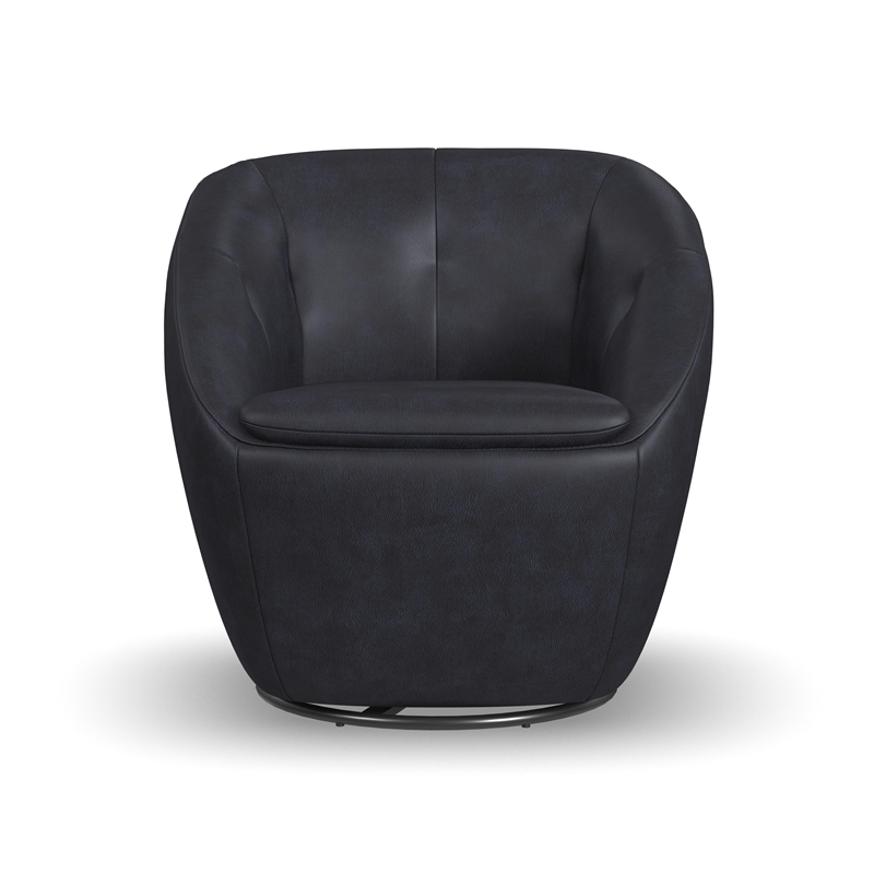 Homestyles Edwin Dark Blue Leather Swivel Chair