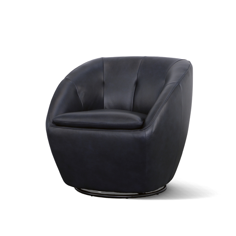 Homestyles Edwin Dark Blue Leather Swivel Chair