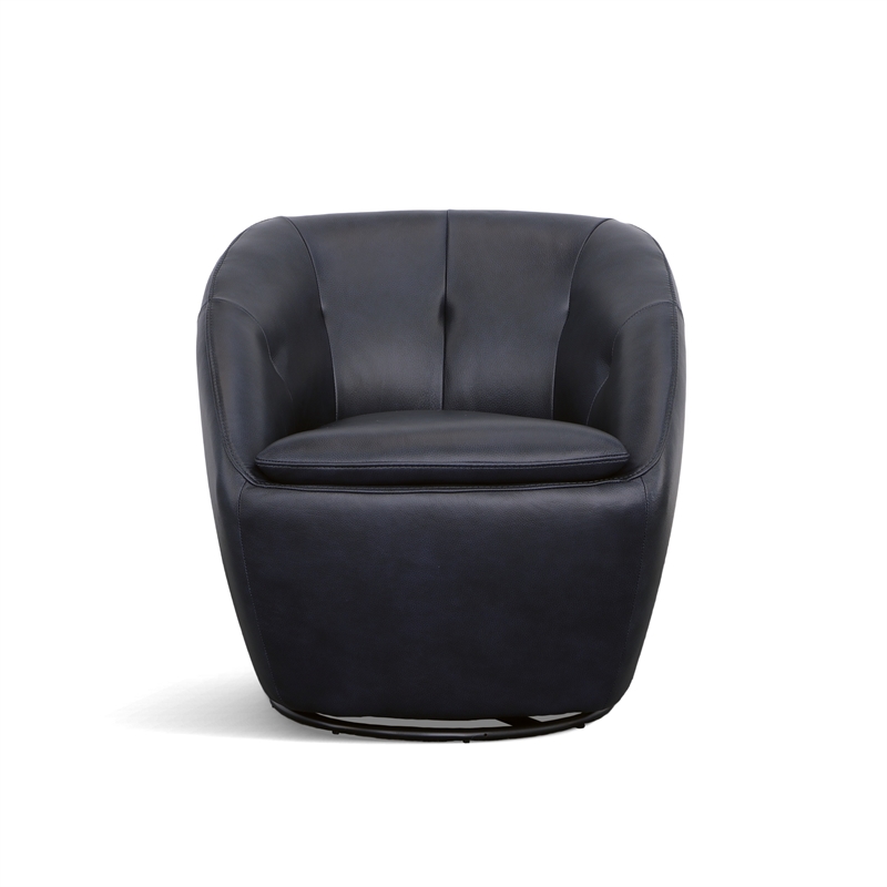 Homestyles Edwin Dark Blue Leather Swivel Chair