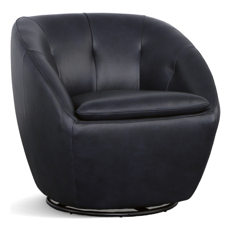 Homestyles Edwin Dark Blue Leather Swivel Chair