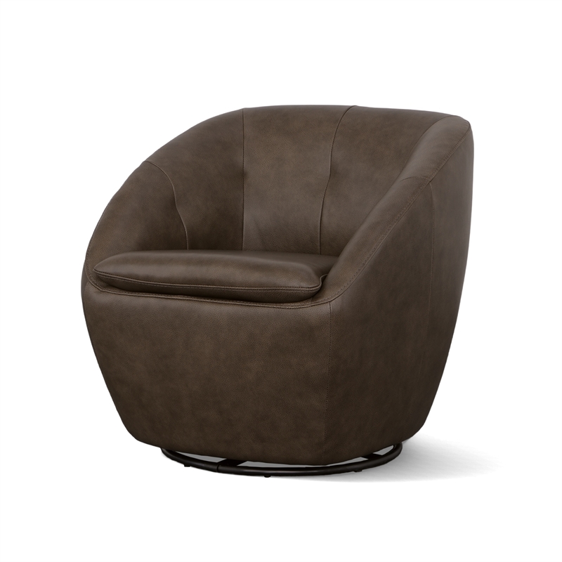 Homestyles Edwin Brown Leather Swivel Chair