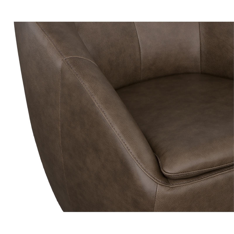 Homestyles Edwin Brown Leather Swivel Chair