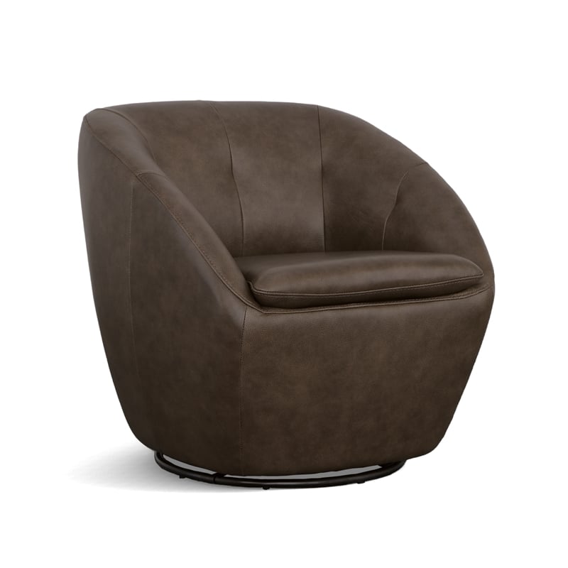 Homestyles Edwin Brown Leather Swivel Chair