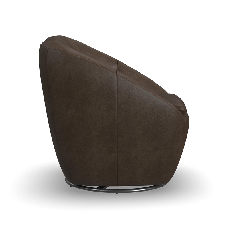 Homestyles Edwin Brown Leather Swivel Chair