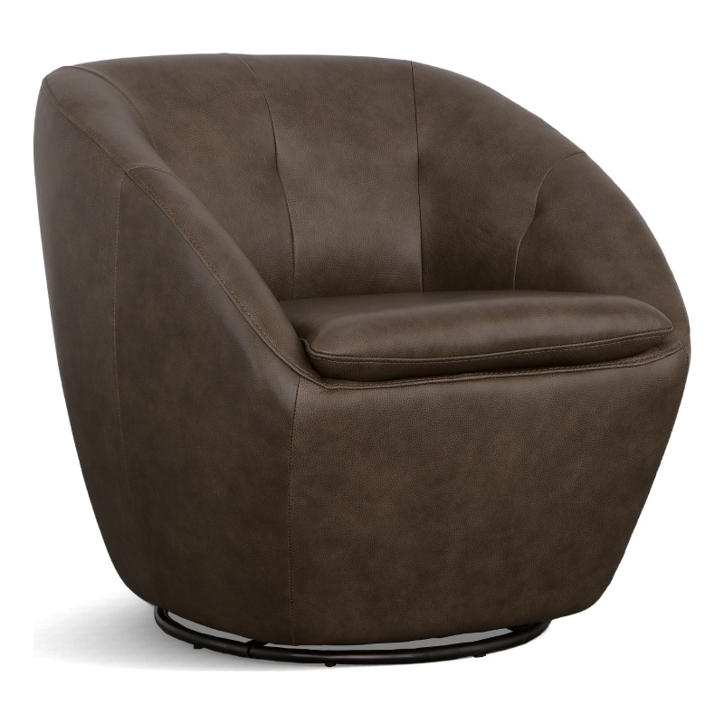 Homestyles Edwin Brown Leather Swivel Chair