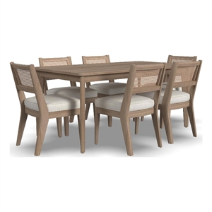 Homestyles Brentwood 7-Piece Mid-Century Wood Rectangle Dining Set in Brown
