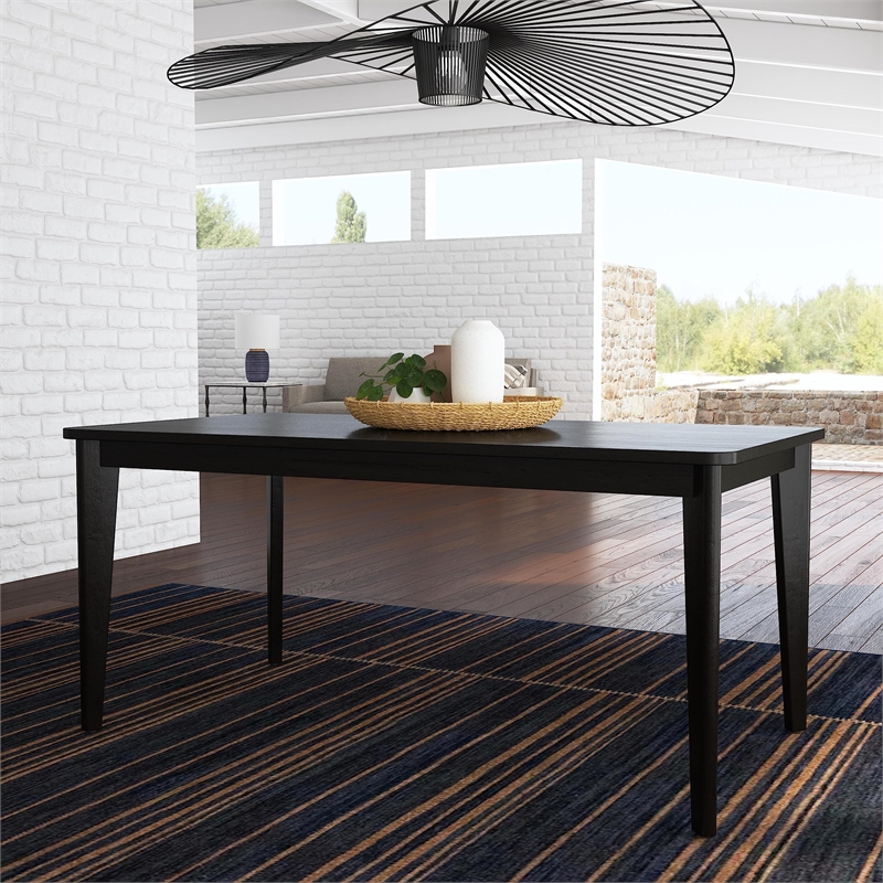 Homestyles Brentwood Rectangle Mid-Century Wood Dining Table in Black