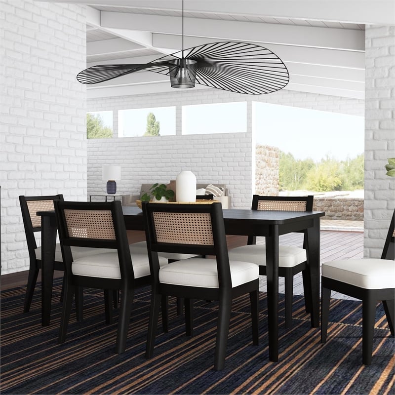Homestyles Brentwood Rectangle Mid-Century Wood Dining Table in Black