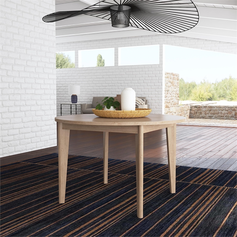 Homestyles Brentwood Round Mid-Century Wood Dining Table in Brown