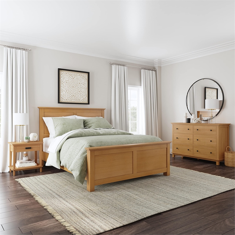 Homestyles Oak Park 3-Piece Wood Queen Bedroom Sets in Brown