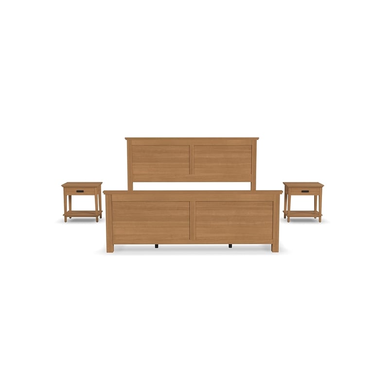 Homestyles Oak Park 3-Piece Wood King Bedroom Sets with 2 Nightstand in Brown