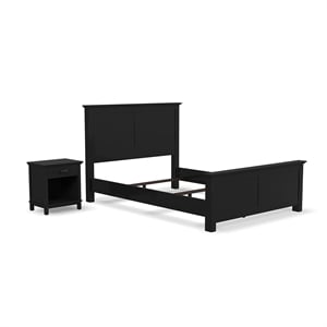 Homestyles Oak Park 2-Piece Traditional Wood Queen Bed with Nightstand in Black