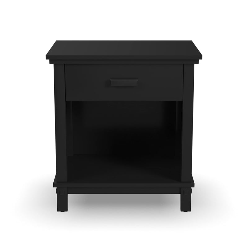 Homestyles Oak Park 1-Drawer Traditional Wood Closed Nightstand in Black
