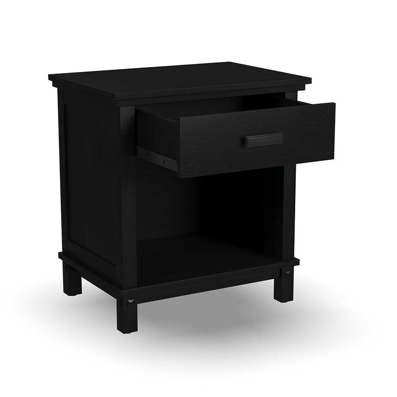 Homestyles Oak Park 1-Drawer Traditional Wood Closed Nightstand in Black