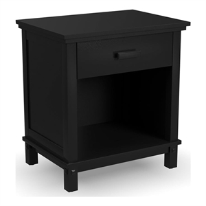 homestyles oak park 1-drawer traditional wood closed nightstand in black