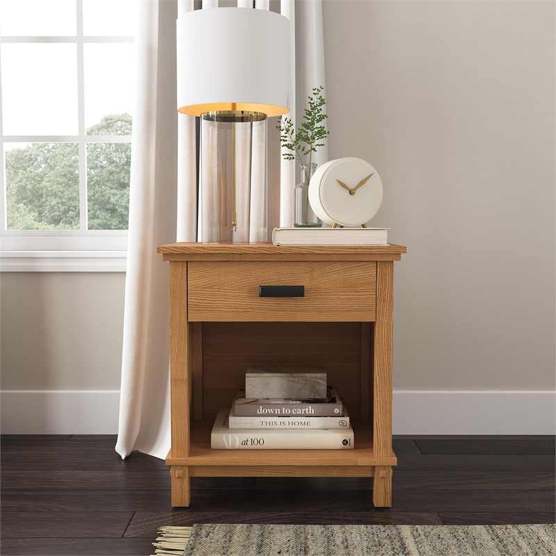 Homestyles Oak Park 1-Drawer Traditional Wood Nightstand in Brown
