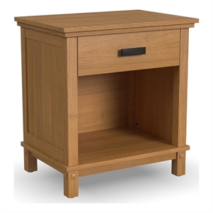 homestyles oak park 1-drawer traditional wood nightstand in brown