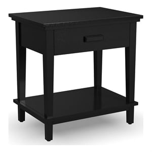 homestyles oak park 1-drawer traditional wood nightstand in black