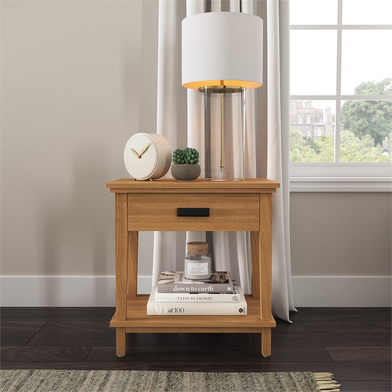 Homestyles Oak Park 1-Drawer Traditional Wood Nightstand in Brown