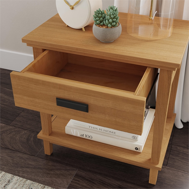 Homestyles Oak Park 1-Drawer Traditional Wood Nightstand in Brown