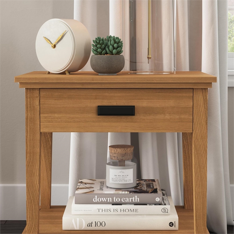 Homestyles Oak Park 1-Drawer Traditional Wood Nightstand in Brown