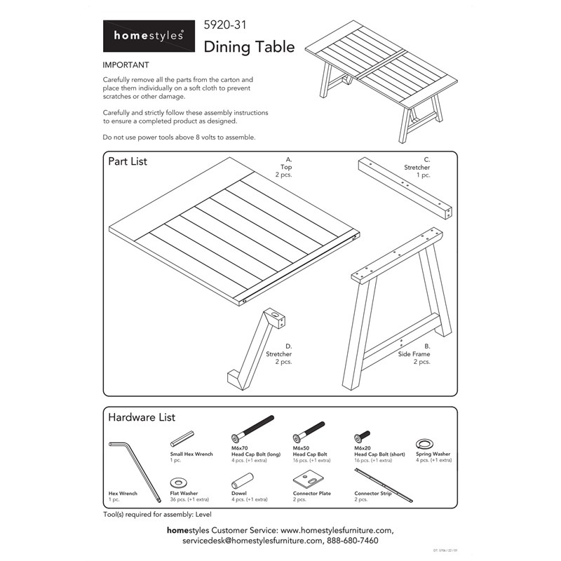 Homestyles Trestle Rectangle Farmhouse Hardwood Dining Table in Natural Oak