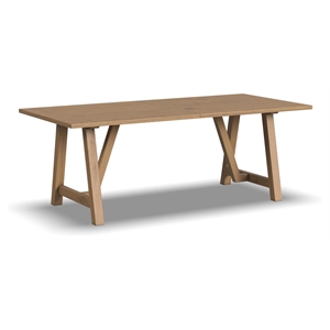 Homestyles Trestle Rectangle Farmhouse Hardwood Dining Table in Natural Oak