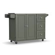Homestyles Dolly Madison Engineered Wood Kitchen Cart in Sage Green/Nickel