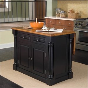 Kitchen Island in Black and Oak Finish